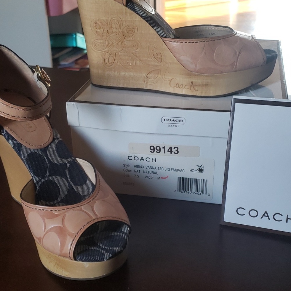 Coach Wedges, leather/wood/denim *Spring*